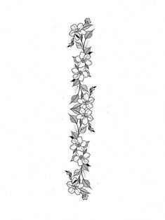 a line drawing of flowers and leaves on a white background with the letter i in the middle