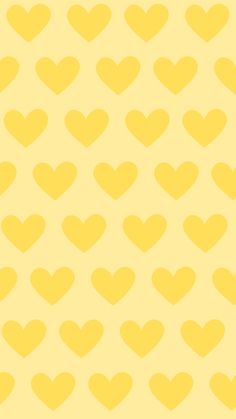 a yellow background with lots of hearts in the shape of heart shapes on it's side