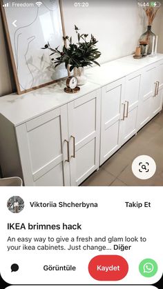 an ikea dresser has been painted white