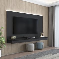 a flat screen tv mounted on the wall in a living room