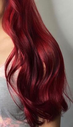 Deep Crimson Hair, Curly Hair Red Dye, Red Hair Color Bright, Red Hair Inspo Color, Red Hair Color Chart, Scarlet Hair, Red Hair Long, Red Long Hair