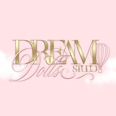 a pink background with gold lettering that reads, dream dust studio on the bottom right corner