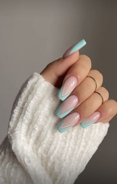 Mint Green Nails Acrylic, Spring Inspired Nails, Nails Mint Green, Green Nails Acrylic, Nail Inspo Spring, Cowboy Nails, Mint Green Nails, Cruise Nails, Mint Nails