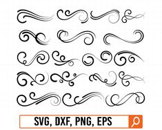 the set of hand drawn swirls in black and white on a sheet of paper