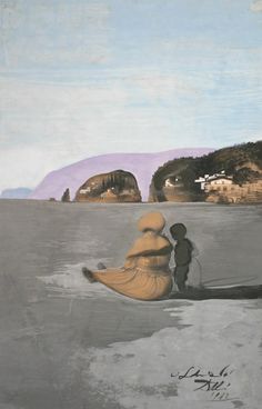 a drawing of a person in a boat on the water