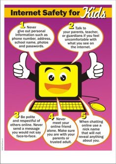 the internet safety for kids poster is shown with instructions on how to use it and what to do