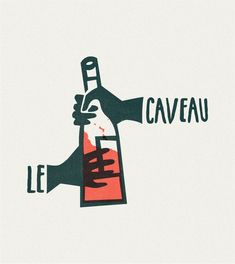 a hand holding a beaker with the words caveau