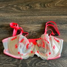 Dream Angels Push Up No Padding Fitted Pink Bra For Wedding, Pink Sheer Bra For Spring, Sheer Pink Bra For Spring, Spring Sheer Pink Bra, Spring Sheer Fitted Bra, Sheer Bra For Party In Spring, Sheer Party Bra For Spring, Spring Wedding Underwire Bra, Fitted Bra For Spring Wedding