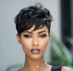 Younger Hair, Black Pixie Cut, Pixie Wigs, Black Pixie, Short Relaxed Hairstyles, Hair Layered, Wigs Black, Short Black Hair