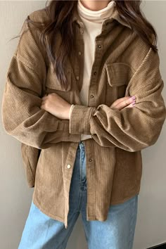 Straight Clothes, Ladies Blouse, Corduroy Shirt, Female Clothing, Simple Shirts, Loose Shirts, Looks Vintage, Fall Winter Outfits, Outfits Casuales