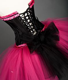 Custom Sizel hot pink and black hot pink and black by Glamtastik Pink And Black Prom Dress, Pink And Black Dress, Hot Pink And Black Outfit, Tulle Corset Dress, Black Quinceanera Dresses, Black And Pink Dress, Mermaid Style Dress, Pink Prom, Pink Homecoming Dress