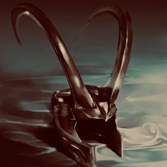 a metal object floating on top of water with long curved horns sticking out of it