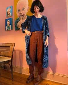 Sally Rooney Aesthetic Outfits, Eccentric Art Teacher Outfits, Patterned Dress Outfit, Female Teacher Aesthetic, Audrey E Leary, Plus Size Art Teacher Outfits, Colorful Academia Outfit, Artist Look Outfit, Style Over 40 Women