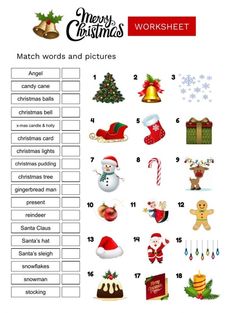 christmas worksheet with pictures and words to help students learn how to spell the word