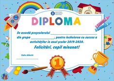 a certificate for diploma with school supplies around it