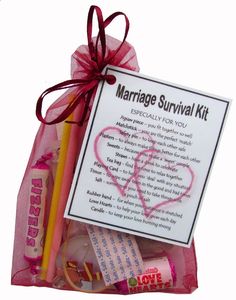 the marriage survival kit is packed with love notes and other things to give as a gift