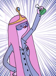 a drawing of a cartoon character with a pink coat and gold crown on her head