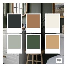 the color scheme is green, brown, and white with neutrals in each section