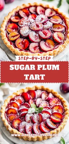 Beautiful sugar plum tart, perfect for easy and festive Christmas dessert ideas. Fruity Holiday Desserts, Sugar Plum Recipes Baking, Christmas Dessert Tart, Sugar Plum Pie, Sugarplum Desserts, Winter Tart Recipes, Holiday Tart Recipes