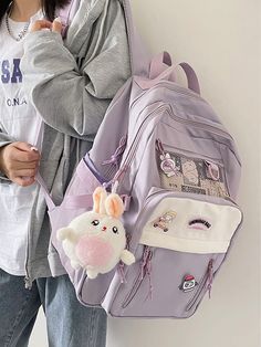 Cute School Bags, Rabbit Charm, Celebrity Plastic Surgery, Recycled Yarn, Classic Backpack, Backpack Bag, Mesh Panel, Girls Bags