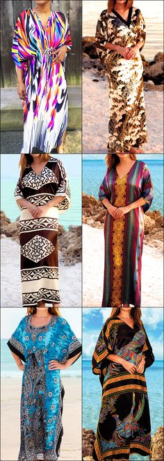 Gorgeous Caftan Dresses 65% off retail price! So many patterns to choose from, NEW for 2018! These silky Caftans are both breezy and comfortable, perfect for the beach or lounging around your house! Caftan Dresses, Style Africain, Dusters, Caftan Dress, African Wear, African Attire, African Dress, African Clothing