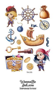 Women Pirates and Ship Best Temporary Tattoos Dream Catcher Henna, Cartoon Pirate Ship, Tattoo Large, Cartoon Pirate, Kangaroo Stuffed Animal, Face Decor, Panda Tattoo, Arm Temporary Tattoos, Hippie Party