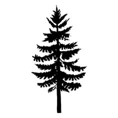 a black and white silhouette of a pine tree