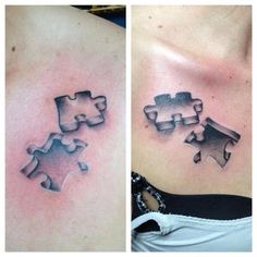 two pieces of a puzzle on the chest