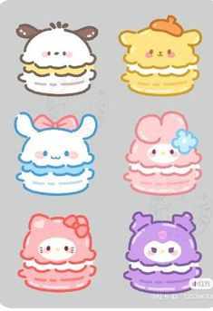 hello kitty stickers are shown in different colors