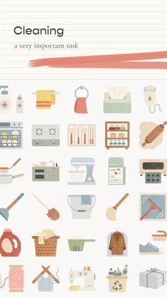 a poster with different types of kitchen items