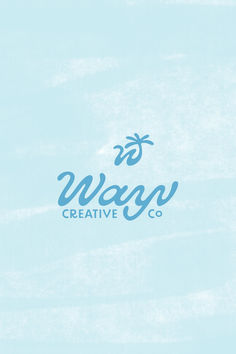 the logo for waxy creative co is shown on a blue watercolor paper background