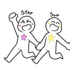 two people holding hands with the words star and sun above them