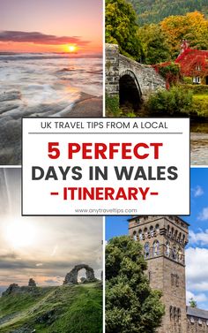 5 perfect days in wales - itinerary with the sun setting over the water