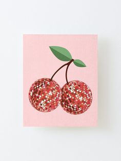 Disco Ball Cherries Red Disco Ball, Disco Ball Cherries, College Canvas Art, Dorm Paintings, Cherries Painting, College Dorm Decor, Paint And Sip, Dorm Decor, Diy Art Painting