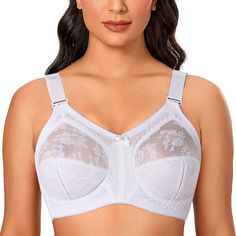 Women Minimizer Bra Unlined Wireless Full Figure Support PLUS SIZE 34-50 CDEFGHI | eBay Minimizer Bras, White Lace Bra, Bra Items, Minimiser Bra, Full Cup Bra, Comfortable Bras, Full Coverage Bra, Plus Size Bra, Full Figured