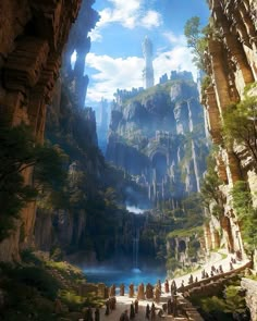 an artist's rendering of a fantasy landscape