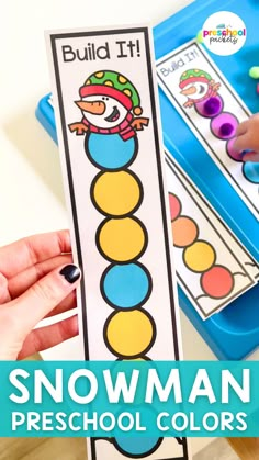 snowman preschool printable color matching game for winter