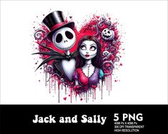 a poster for jack and sally's 5 - png event with an image of two