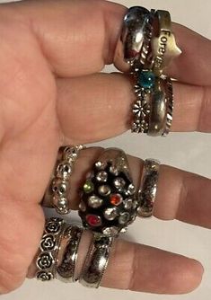 Rhinestone & Metal Ring Lot Of 12 - Vintage Costume Rings -  Mixed Elements A45  | eBay 2000s Rings, Costume Rings, Rings Jewelry Fashion, Ring Pictures, Vintage 2000s, Metal Ring, The Rings, Vintage Costumes, Metal Rings