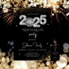 new year's eve party flyer with fireworks