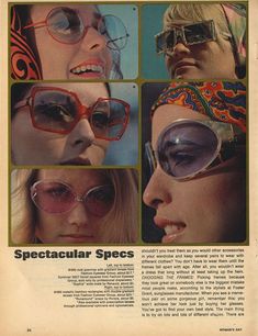 an advertisement for sunglasses with pictures of woman's face and various glasses on them