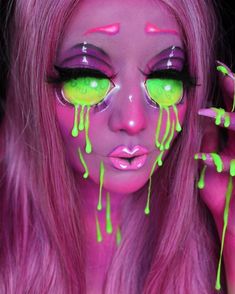 Dessert Makeup, Spooky Slime, Slime Girl, Halloweenský Makeup, Alien Makeup, Drag Make-up, Face Art Makeup, Amazing Halloween Makeup, Halloween Makeup Inspiration