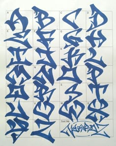 an image of some type of calligraphy written in blue ink