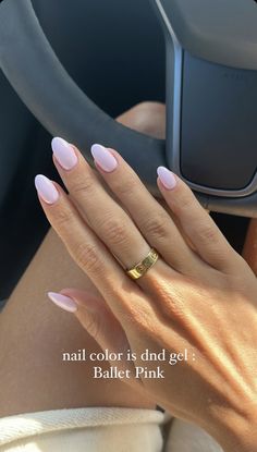 Gel X Spring Nails, Dnd Acrylic Nails, Summer Nail Colors 2024 Dnd, Dnd Winter Colors, Almond Vs Round Nails, May Nails Short, White Pink Nail Color, Rush Nails Sorority, Light Pink Nail Colors