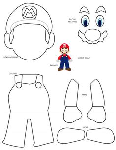 an image of paper mario cut out and glue to make it look like he is wearing overalls