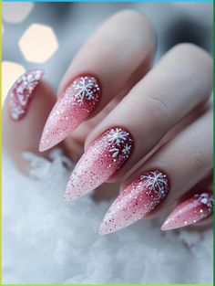 Explore the trendiest pink Christmas nails for the 2023 holiday season. From soft pastels and candy cane stripes to glittery glam and fun holiday characters, these acrylic designs offer something for everyone. Check out Pinterest-worthy inspiration for pink Christmas nails that bring a festive yet unique flair to your holiday look. New Years Pink Nails, Snow Inspired Nails, Pinkmas Nails, Girly Christmas Nails, Winter Nails Pink, Sparkly Christmas Nails