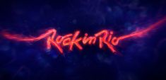 the word rockin'rio written in neon colors on a dark background with red and blue lights