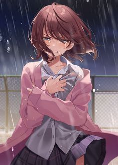 Anime Sad Girl Cherry Blossom Princess, Wallpapers For Home Screen, Madoka Higuchi, Higuchi Madoka, Do Cute, Pretty Images, Wet Clothes, Drawing Clothes