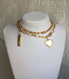 Thick Gold Necklace, Gold Necklace Vintage, Chunky Gold Necklace, Chunky Gold Necklaces, Gold Link Necklace, Necklace Chunky, Gold Link, Vintage Couture, Necklace Statement