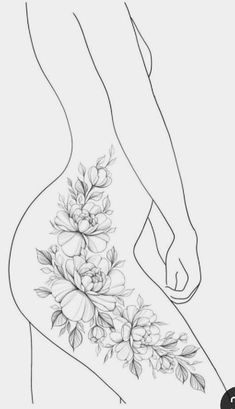 Tattoo Bein Frau, Tattoos Hip, Floral Hip Tattoo, Waist Tattoos, Hip Tattoos, Thigh Tattoos